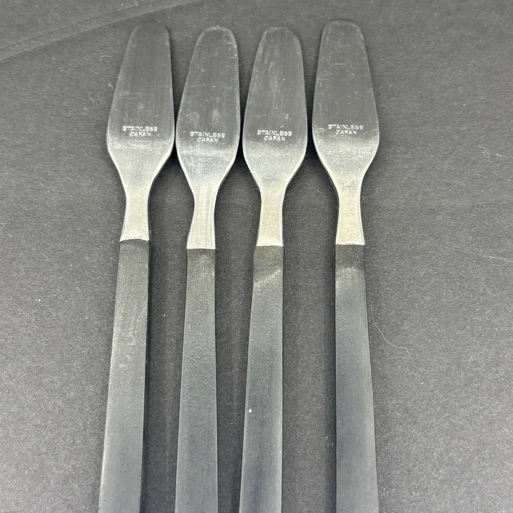 AK Company Japan MCM Dark‎ Wood Stainless Steel Mini Spreaders Vintage Set Of 4
